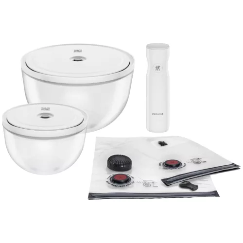 ZWILLING Fresh & Save tálak | vákuum tálak starter szett M/L |5 darabos | Grey Line | boroszilikát üveg