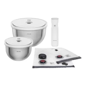   ZWILLING Fresh & Save tálak | vákuum tálak starter szett M/L |5 darabos | Grey Line | rozsdamentes acél