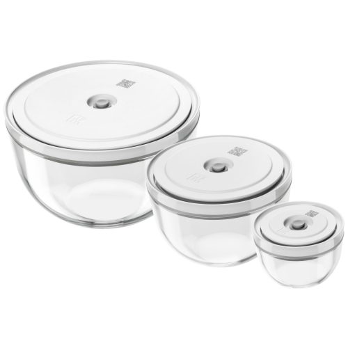 ZWILLING Fresh & Save tálak | vákuum tálak szett S/M/L |3 darabos | Grey Line | boroszilikát üveg