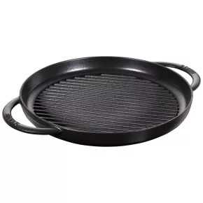 Staub öntöttvas kerek grillserpenyő fekete 1,2 l 30 cm
