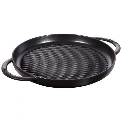 Staub öntöttvas kerek grillserpenyő fekete 1,2 l 30 cm