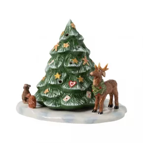   Christmas Toy's mécsestartó Karácsonyfa az erdő állataival 23x17x17 cm