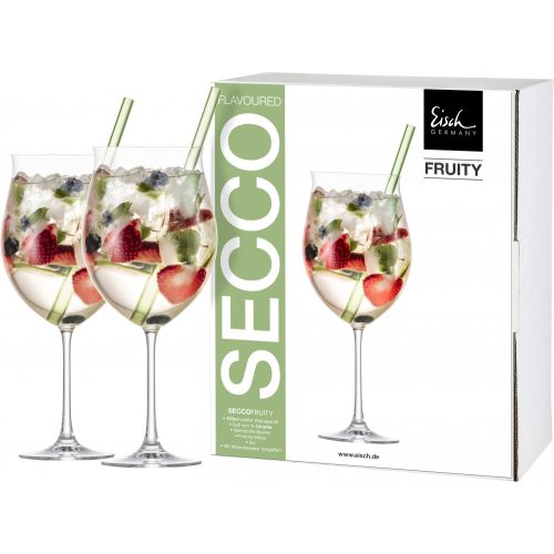 Eisch SECCO FLAVOURED Fruity pohár szívószállal zöld 2 db díszdobozban 10dl 260 mm