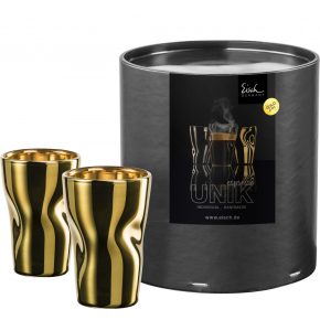   Eisch UNIK 2 db eszpresszócsésze arany díszhengerben 1dl 85 mm