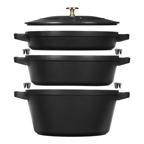 Staub öntöttvas rizses főzőedény fekete 16 cm
