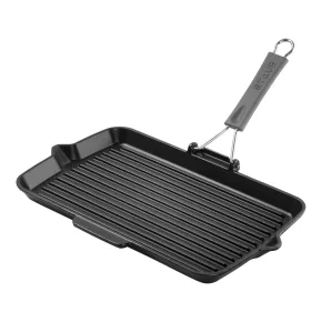   Staub Grillserpenyők | grillserpenyő kiöntőcsőrrel 34 x 21 cm | szögletes | öntöttvas | fekete