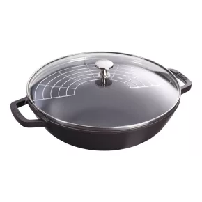   Staub Specialties | Wok üvegfedővel 30 cm | kerek | öntöttvas | fekete
