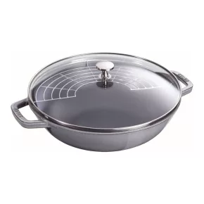   Staub Specialties | Wok üvegfedővel 30 cm | kerek | öntöttvas | grafitszürke