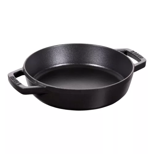 Staub Pans | serpenyő két fogantyúval 20 cm | öntöttvas | fekete | kerek