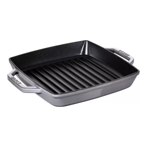 Staub Grillserpenyők | grillserpenyő 23 cm | négyzetalakú | öntöttvas | grafitszürke