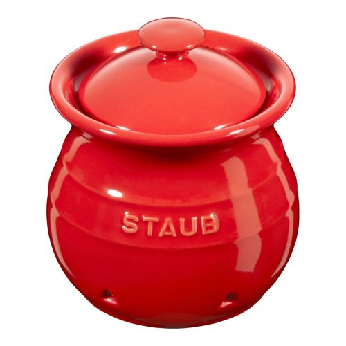 Staub kerámia fokhagyma tartó | 0.50l | meggypiros | kerek