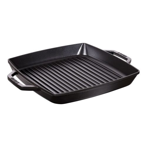 Staub öntöttvas grill - szögletes - fekete - 28 x 28 cm
