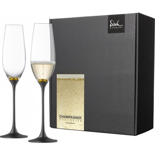 Eisch CHAMPAGNE EXCLUSIV 2 db pezsgőspohár arany-fekete díszdobozban 2,1dl 265 mm