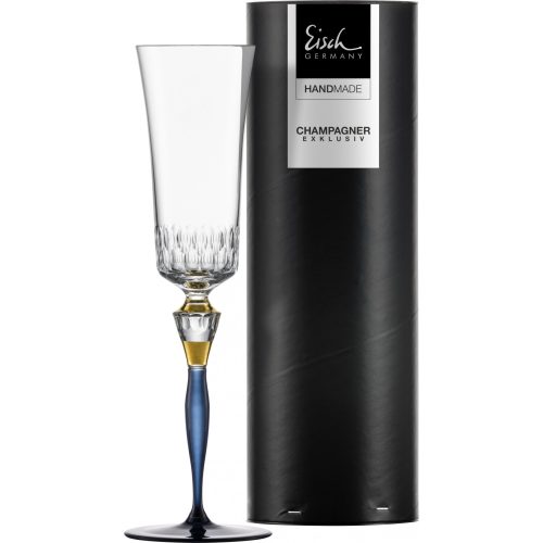 Eisch CHAMPAGNE EXCLUSIV pezsgőspohár kék díszhengerben 2,5dl 280 mm