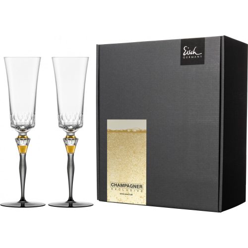 Eisch CHAMPAGNE EXCLUSIV 2 db pezsgőspohár szürke díszdobozban  2,5dl 280 mm