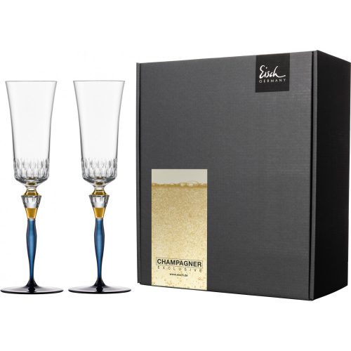 Eisch CHAMPAGNE EXCLUSIV 2 db pezsgőspohár kék díszdobozban  2,5dl 280 mm