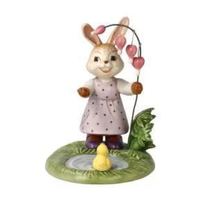 Goebel - Nyuszi virággal figura porcelán 13 cm
