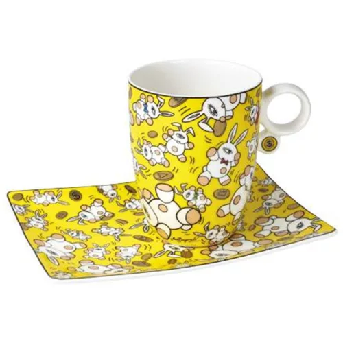 Mauro Bergonzoli Magic Bunny Gold bögre + alj csontporcelán  0,4l