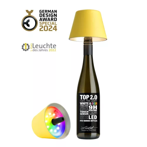 TOP 2.0 - sárga tölthető lámpa palackba 11 cm