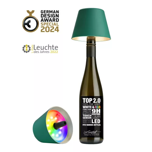TOP 2.0 - zöld tölthető lámpa palackba 11 cm