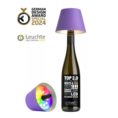 TOP 2.0 - lila tölthető lámpa palackba 11 cm