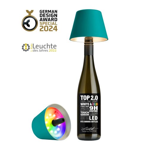 TOP 2.0 - türkiz tölthető lámpa palackba 11 cm