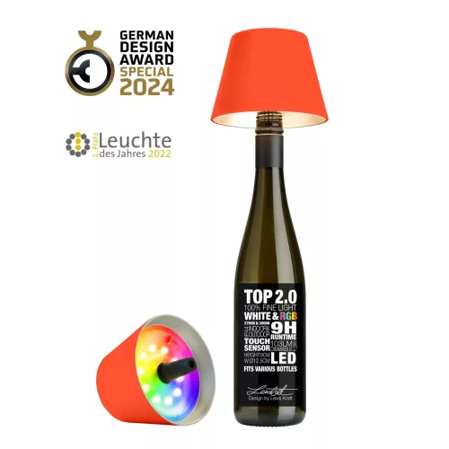 TOP 2.0 - neon narancs tölthető lámpa palackba 11 cm