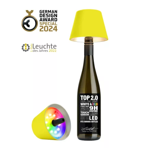 TOP 2.0 - neon sárga tölthető lámpa palackba 11 cm