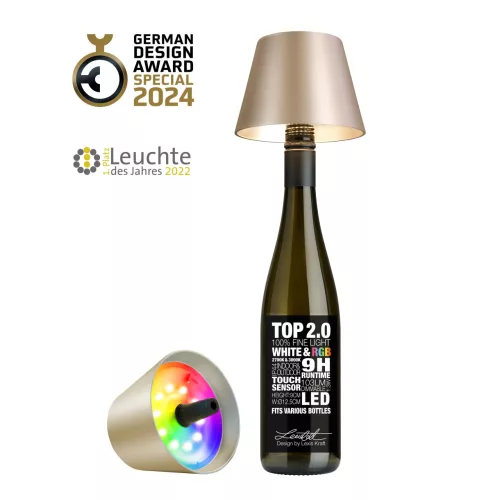TOP 2.0 - pezsgőszín tölthető lámpa palackba 11 cm