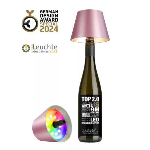TOP 2.0 - metál pink tölthető lámpa palackba 11 cm