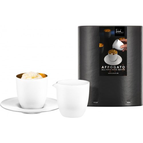 Eisch COSMO PURE WHITE Affogato al oro kávéscsésze kiöntővel díszhengerben 1dl 65 mm