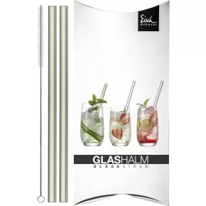   Eisch GENTLEMAN szívószál készlet 2 darabos szürke tisztító kefével díszdobozban